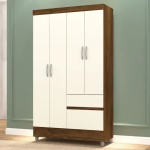 Guarda Roupa Ideal 04 Portas e 02 Gavetas Imbuia/Champanhe - Vila Rica