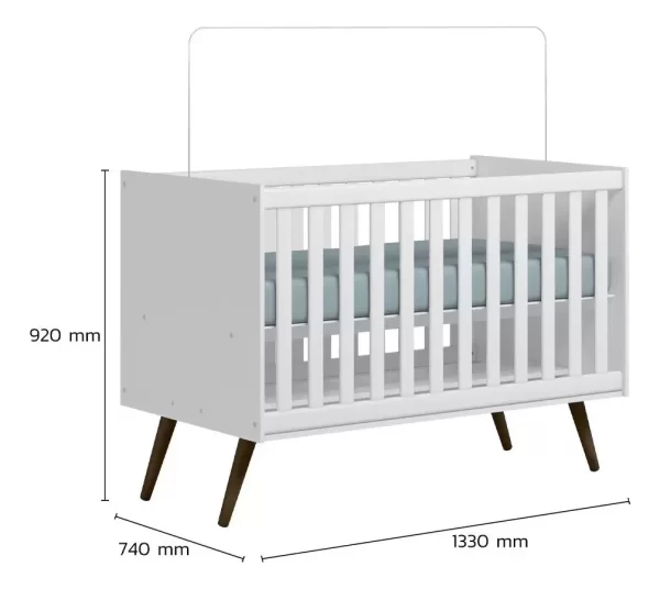 Berço Americano Vira Mini Cama Pés Retrô Branco Branco - Image 2