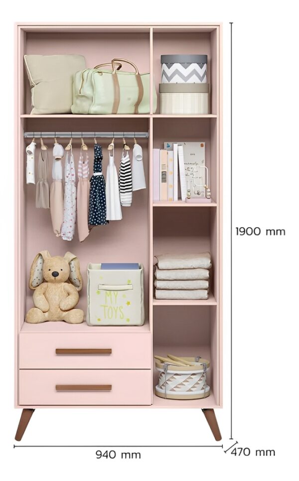 Guarda Roupa Roupeiro Infantil Qencanto Retrô Qmovi Rosa - Image 2