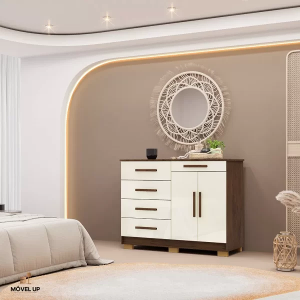 Cômoda Sapateira Multiuso Sirius Imbuia/champanhe Vlr Móveis Adicionar aos favoritos - Image 4