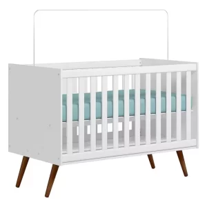 Berço Americano Vira Mini Cama Pés Retrô Branco Branco