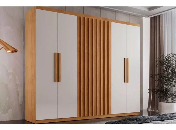 Guarda Roupa 6 Portas E 2 Gavetas Cairo Naturale/off White