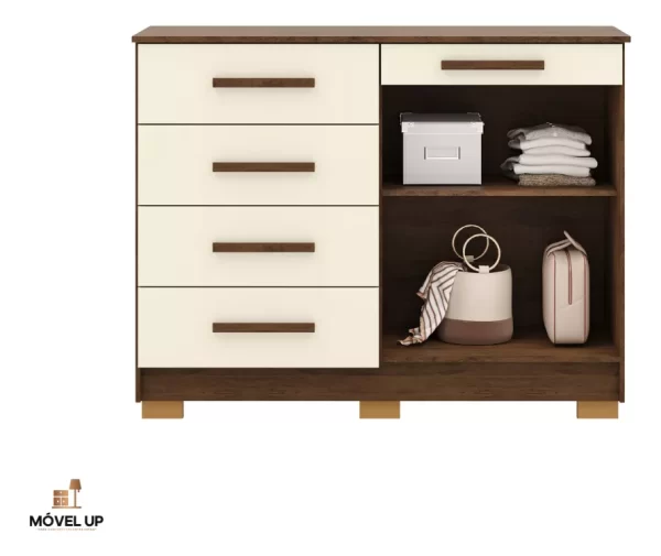 Cômoda Sapateira Multiuso Sirius Imbuia/champanhe Vlr Móveis Adicionar aos favoritos - Image 6