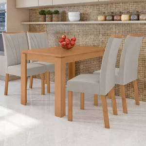 Conjunto Mesa 120cm Athenas E 4 Cadeiras Apogeu Wt