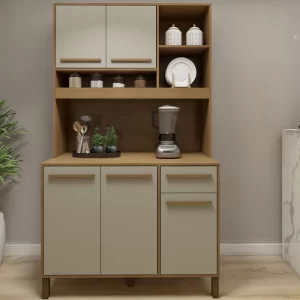 Armário de Cozinha 5 Portas 1 Gaveta Ametista Cinamomo/Off-White