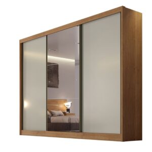 Guarda Roupa Varsóvia 3 Portas 6 Gavetas Com Espelho Clic Móveis nat/off