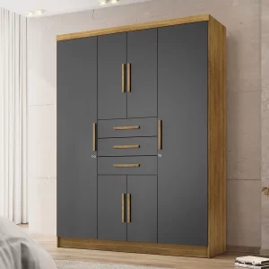 Guarda-Roupa Casal Taurus 6 Portas 3 Gavetas Nature/Alasca