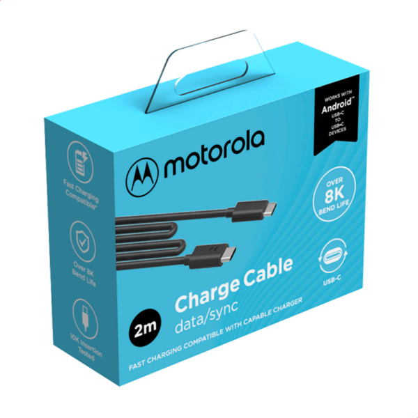 Cabo De Dados Motorola Original USB-C Para USB-C De 2 Metros Preto DF - 278678 - Image 6