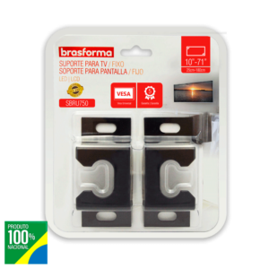 Suporte Brasforma FIXO UNIVERSAL para TV LED, LCD, Plasma, 3D e Smart TV de 10" a 71" SBRUB 750 Preto GO - 278702