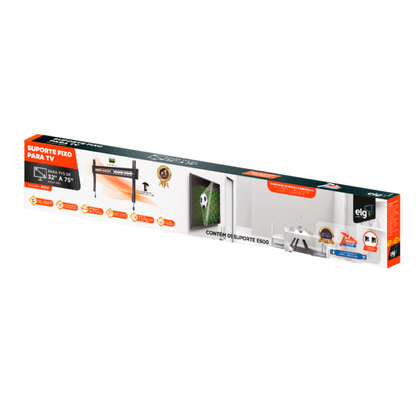 Suporte ELG Fixo E600 32'' a 75'' suporta até 50 Kg, Padrão VESA: 100x100 a 600x400 mm Preto GO - 278799 - Image 2