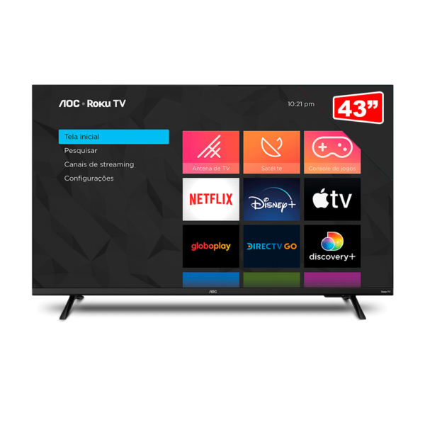Smart TV AOC 43" Full HD 43S5135/78G ROKU, HDMI, USB, Conexão Wi-Fi, Conversor Digital Preta GO - 67322 - Image 8