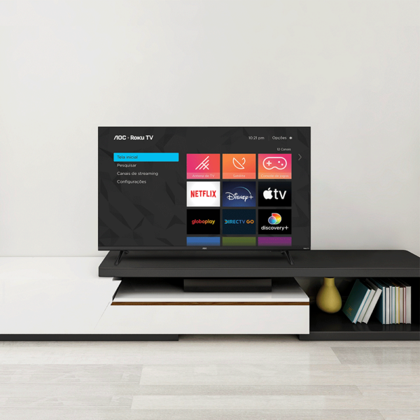 Smart TV AOC 43" Full HD 43S5135/78G ROKU, HDMI, USB, Conexão Wi-Fi, Conversor Digital Preta GO - 67322 - Image 2