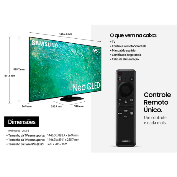 Samsung Smart TV 65" Neo QLED 4K 65QN85C, Mini LED, Processador com IA Preto Titan GO - 67524 - Image 13