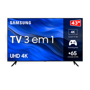 Samsung Smart TV 43" UHD 4K 43CU7700, Processador Crystal 4K, Gaming Hub Preto GO - 67533