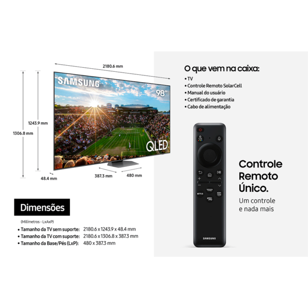 Samsung Smart TV 98" QLED Super Big 4K 98Q80C, SuperSlim Design, Modo Game Dark Titan GO - 67563 - Image 2