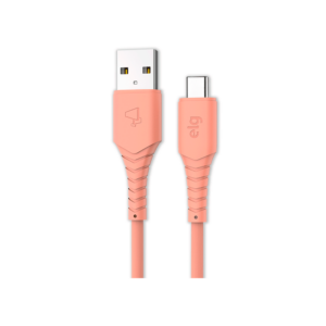 Cabo USB ELG Tipo C Emborrachado 3A / 15W - 1,2 Metro Salmão TC12R GO - 283027
