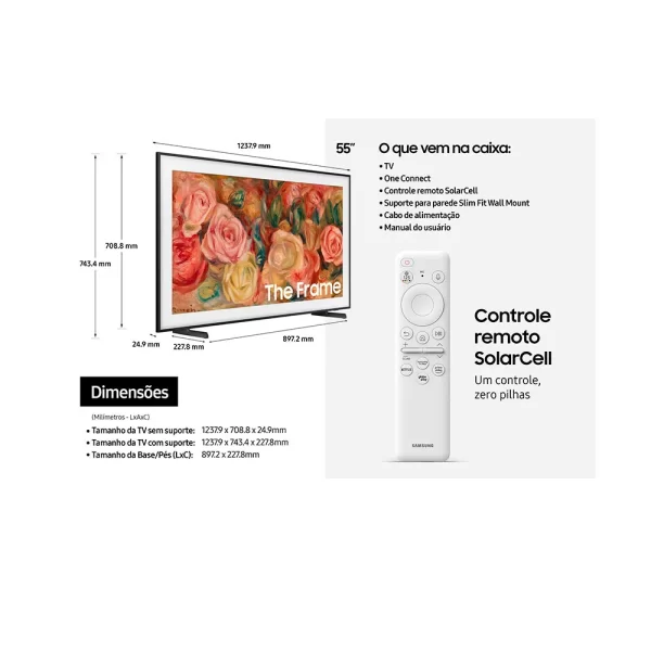 Samsung Smart TV 55" QLED 4K The Frame 55LS03D, Tela Matte antirreflexo, Molduras customizáveis Preto GO - 67594 - Image 5
