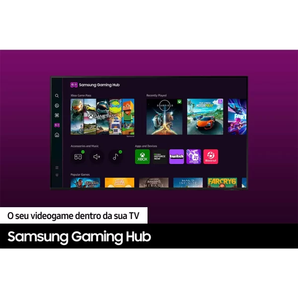 Samsung Smart TV 65" UHD 4K 65DU7700, Processador Crystal 4K, Gaming Hub Preto GO - 67588 - Image 6