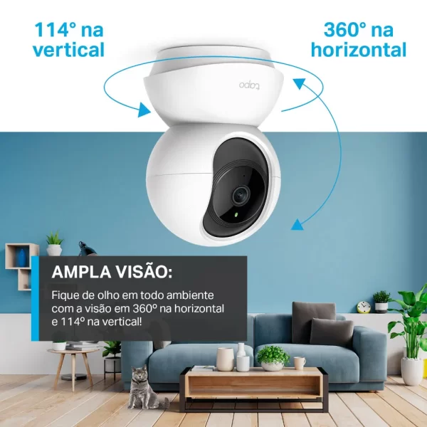 Câmera de Segurança TP-LINK InternaTapo TC70-BR Wi-Fi, 1080p FHD, 512GB, visão 360° Visão Noturna Branca GO - 282186 - Image 8