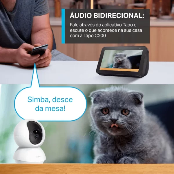 Câmera de Segurança TP-LINK InternaTapo TC70-BR Wi-Fi, 1080p FHD, 512GB, visão 360° Visão Noturna Branca GO - 282186 - Image 6