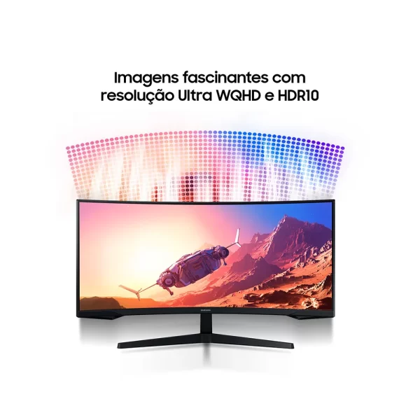 Monitor Gamer Curvo Samsung Odyssey 34" Ultra WQHD, 165Hz, 1ms, série G5, LC34G55TWWLMZD Preto GO - 266185 - Image 6