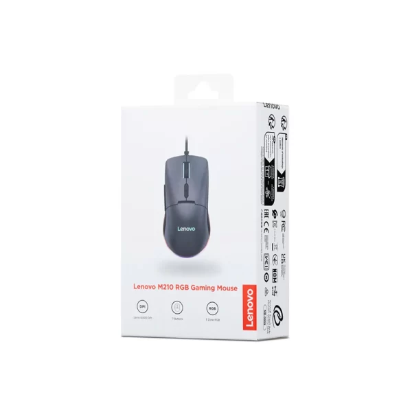 Mouse Gamer Lenovo M210, até 8000 DPI (5 níveis de controle), Iluminação RGB - GY51M74265 Preto GO - 582909 - Image 2