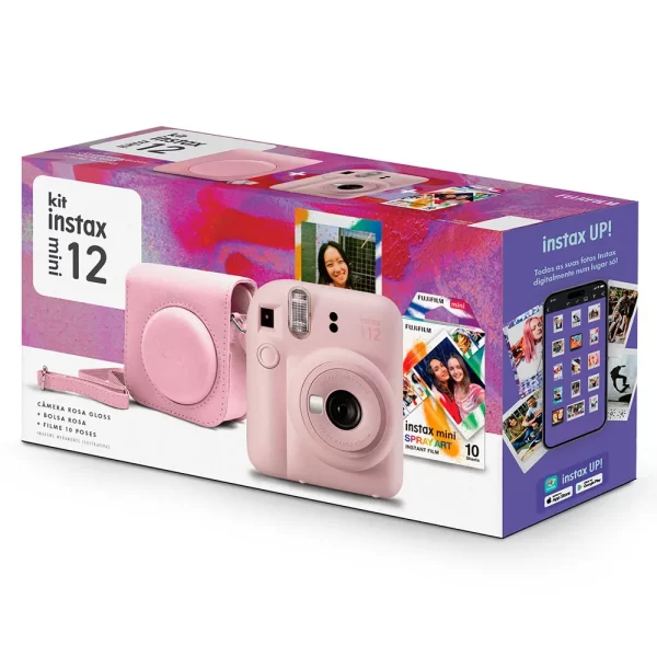 Kit Câmera Instax Mini 12 com pack 10 fotos Spray Art e Bolsa Rosa GO - 227241 - Image 2