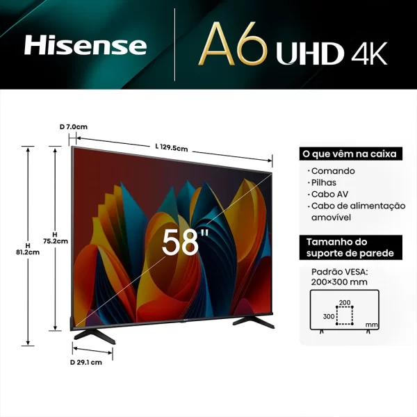 Smart TV Hisense 58" 4K 58A6K, Modo Jogo PLUS GO - 67604 - Image 10