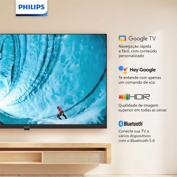 Smart TV Philips 43" LED FHD 43PFG6909, Google TV, sem bordas Preta GO - 67614 - Image 4