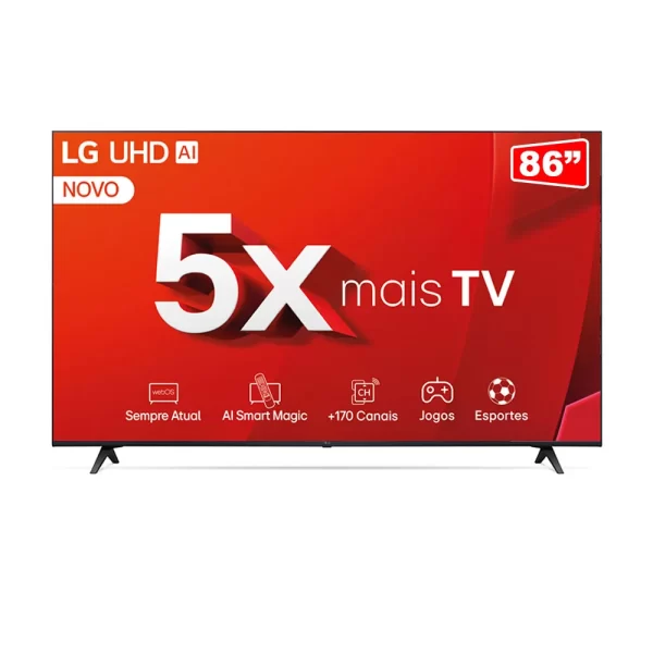 Smart TV LG 4K 86" UHD 86UT8050, Alexa/Chromecast integrado, Otimizador de Jogos webOS 24 Deep Blue GO - 67616