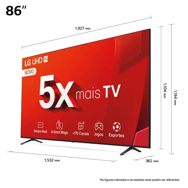 Smart TV LG 4K 86" UHD 86UT8050, Alexa/Chromecast integrado, Otimizador de Jogos webOS 24 Deep Blue GO - 67616 - Image 9
