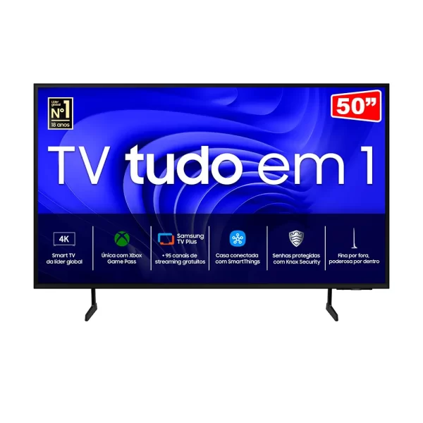 Samsung Smart TV 50" UHD 4K 50DU7700, Processador Crystal 4K, Gaming Hub, AI Energy Mode, Alexa built in Preto GO - 67587