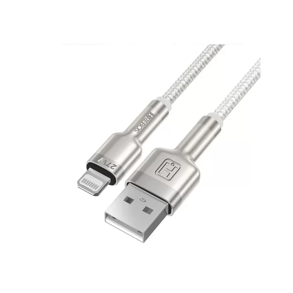 Cabo Auxiliar Hrebos USB-A para Lightning, Turbo Metal Waves - HS-595Branco DF - 284074 - Image 5