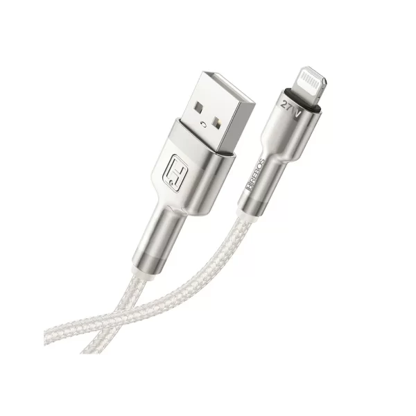 Cabo Auxiliar Hrebos USB-A para Lightning, Turbo Metal Waves - HS-595Branco DF - 284074 - Image 4