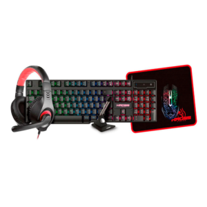 Kit Gamer Kross 5 em 1 - Mouse + Teclado + Mouse Pad + Headset e Mouse Bungee, USB, LED, Iluminação Rainbow - KE-GK5150 GO - 582947