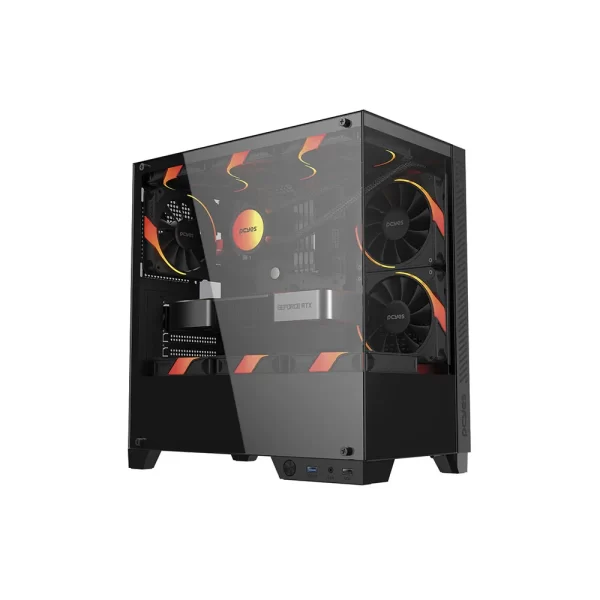 Gabinete Gamer Pcyes Forcefield TWR Black Vulcan, M-ATX, Mid Tower, Lateral Acrilico - GFFTWRBV GO - 801658 - Image 6