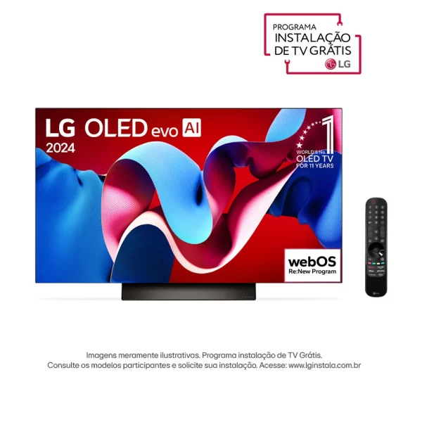 Smart TV 77" 4K LG OLED77C4PSA Evo, G-Sync, FreeSync, ThinQ AI, Alexa, Google, Design Ultra Slim Dolby Preta GO - 67617 - Image 5