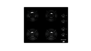 COOKTOP GAS MESA VIDRO PRETO 4 BOCAS Ref: BDD61AEUNA